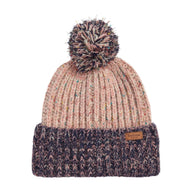 Barbour Womens Beanie Hat Norham Pink Rust/Navy