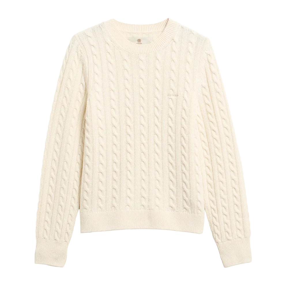 Barbour Womens Jumper Ashdown Cable Knitted Ecru