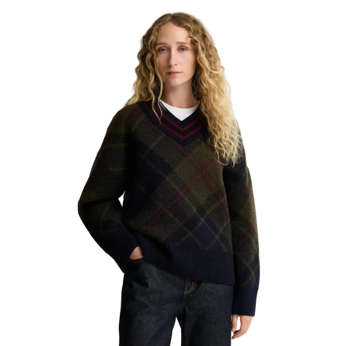 Barbour women's tartan knitted jumper