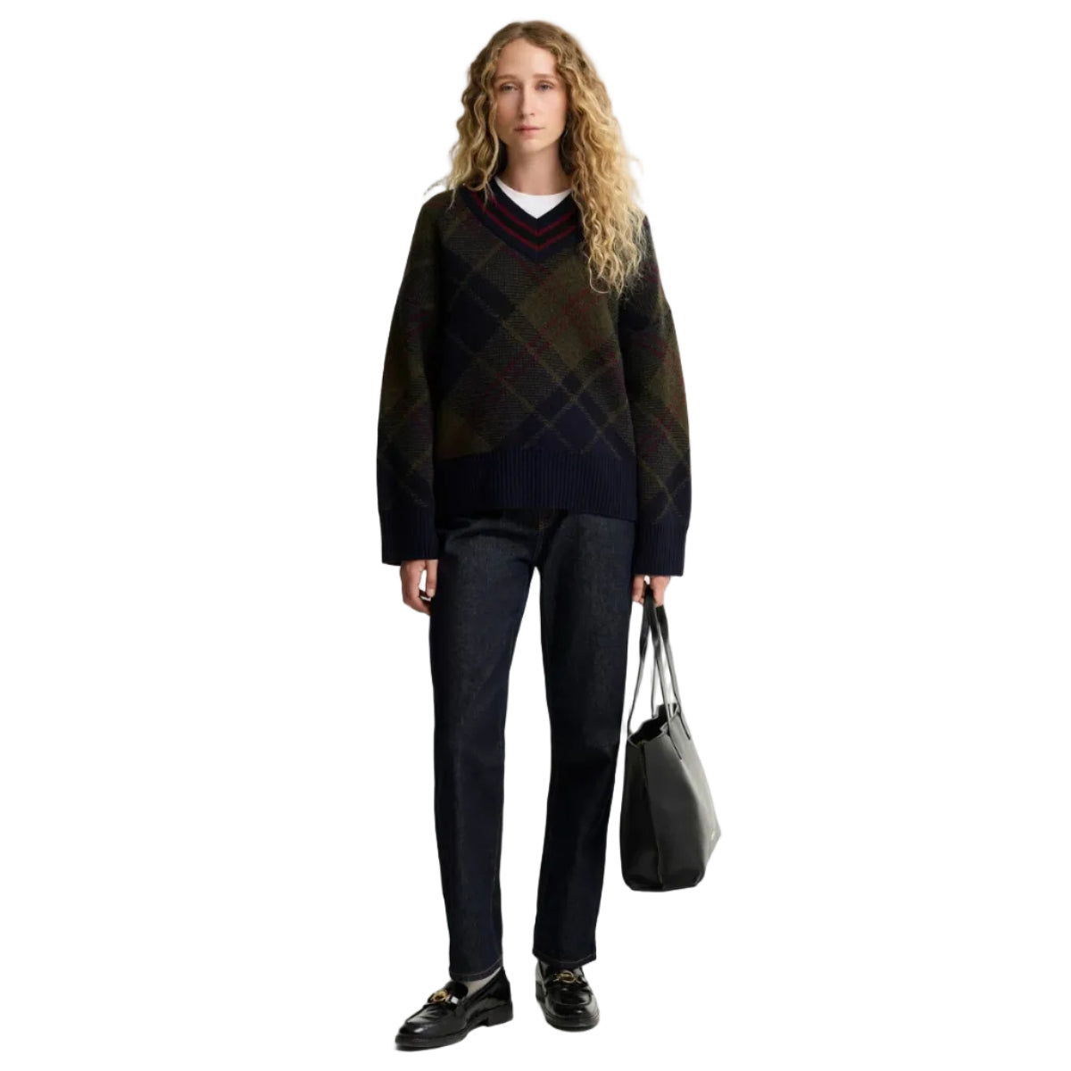 Barbour Womens Sweater Shae Knitted Shadow Classic Tartan