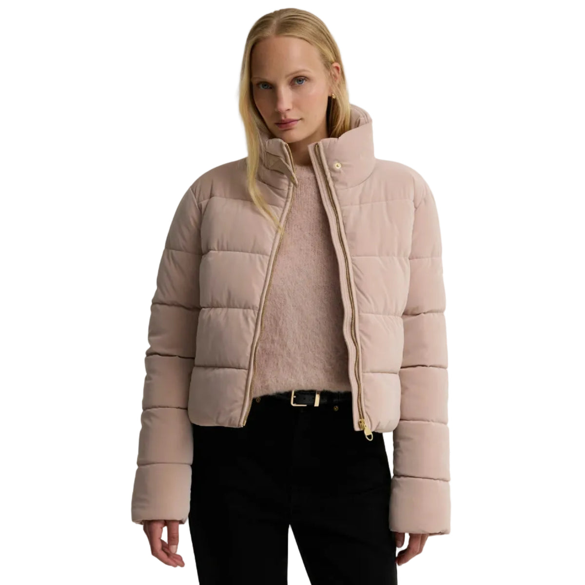 Barbour International Womans Halina Faux Velvet Puffer Jacket Nutmeg