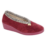 Sleepers Womens Slipper LS843 Burgundy/Ocelot