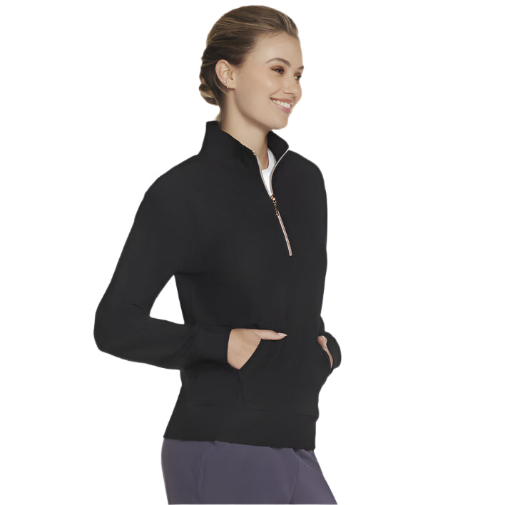 Skechers Womens Sweatshirt Go Luxe Rib ¼ Zip Black
