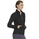 Skechers Womens Sweatshirt Go Luxe Rib ¼ Zip Black