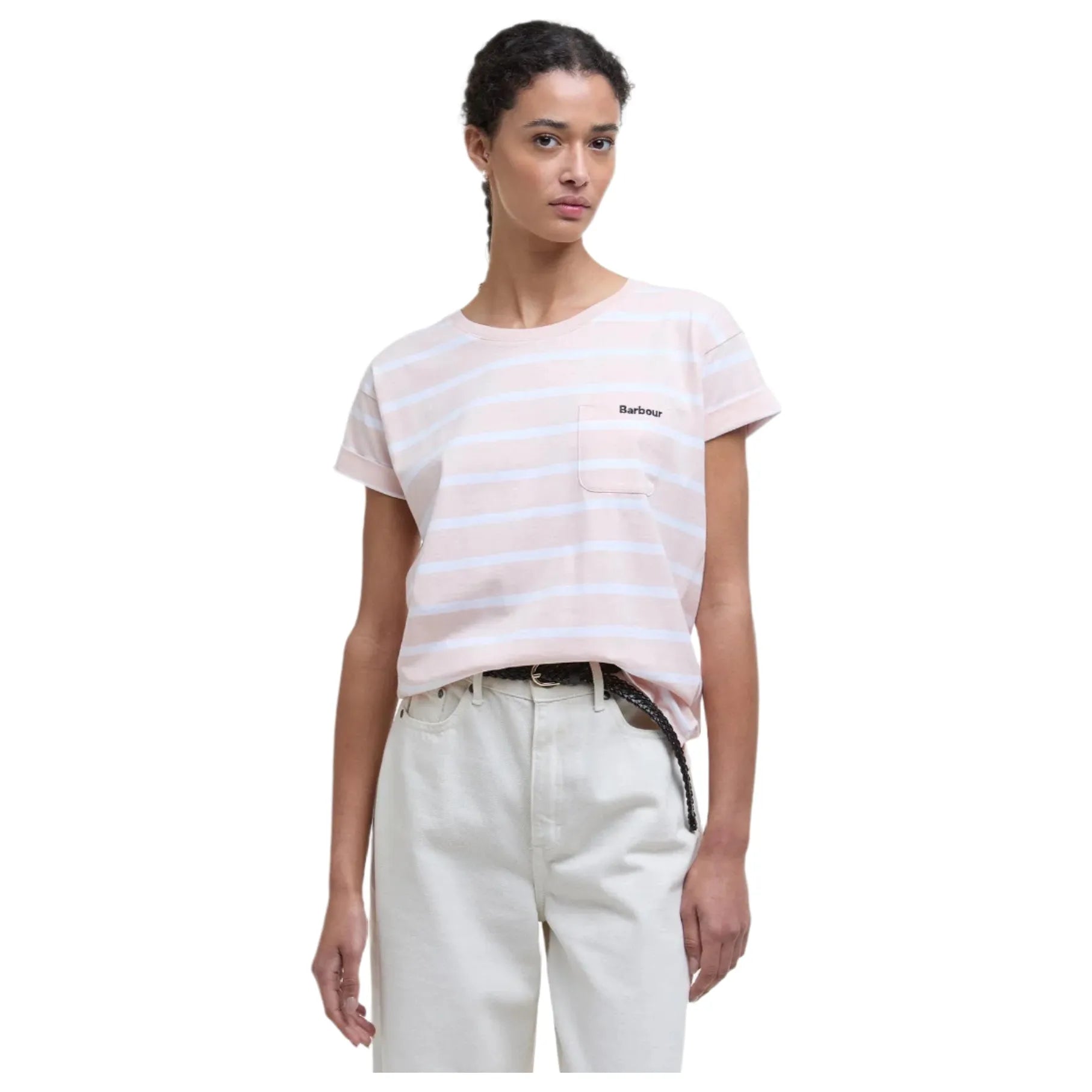 Barbour Womens T-Shirt Otterburn Stripe Primrose Pink