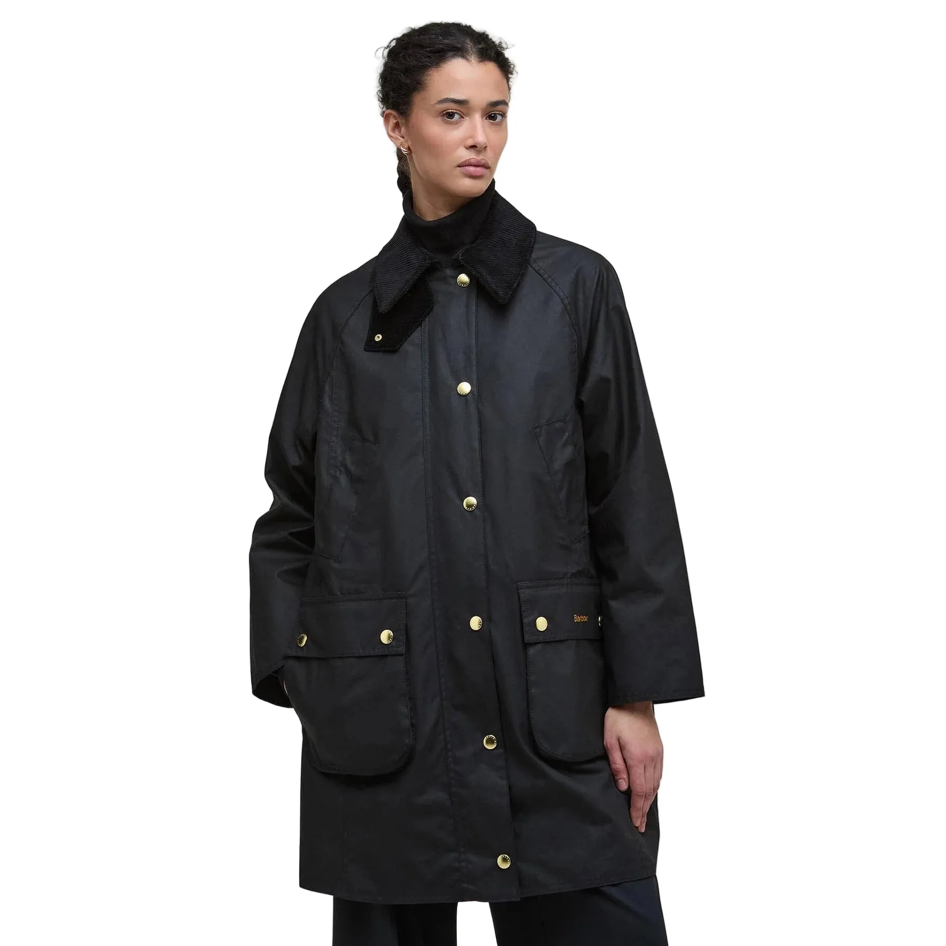 Barbour Womens Wax Jacket Beadnell Long Black
