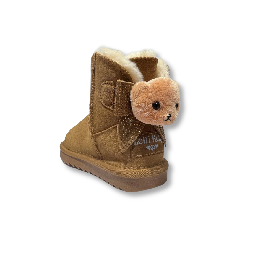 Lelli Kelly girls' tan suede boots with fluffy lining