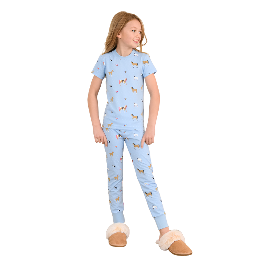 Lighthouse Girls Pyjamas Blue Animal Print Donaghys