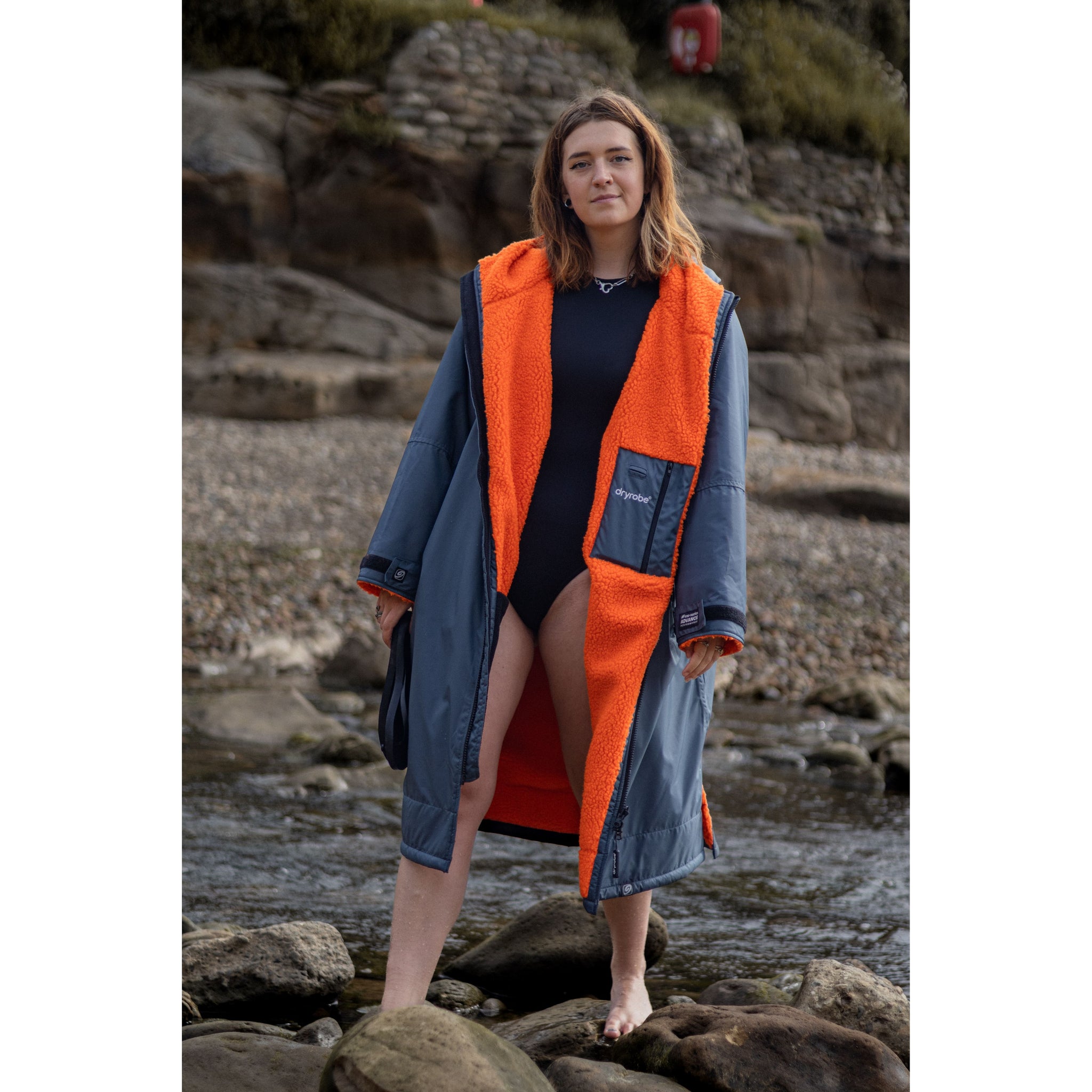 Dryrobe Adults Advance Long Sleeve V3 Dark Grey Orange