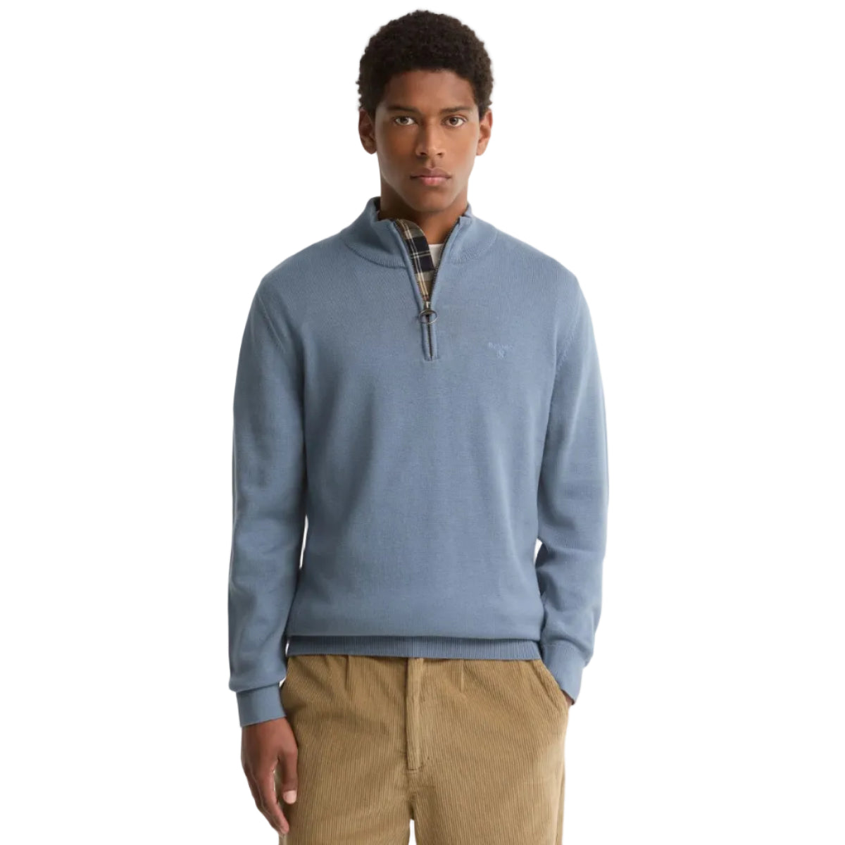 Barbour men's blue cotton half-zip jumper