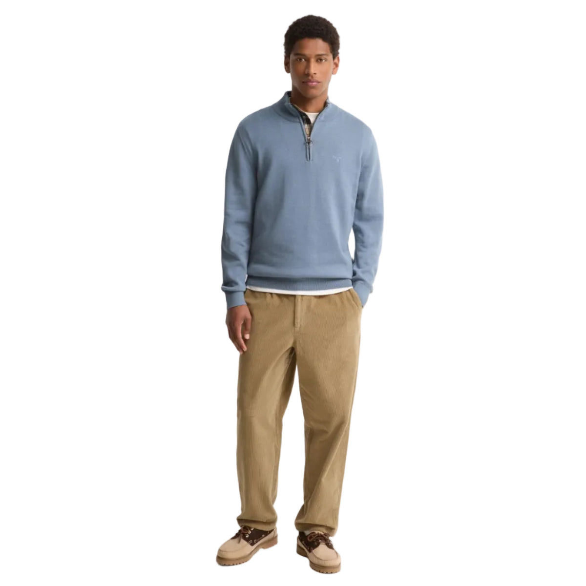 Barbour men's blue cotton half-zip jumper