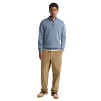 Barbour Mens Half Zip Cotton Knitted Jumper Tarn Blue