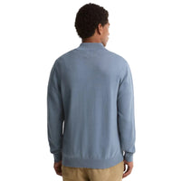 Barbour Mens Half Zip Cotton Knitted Jumper Tarn Blue