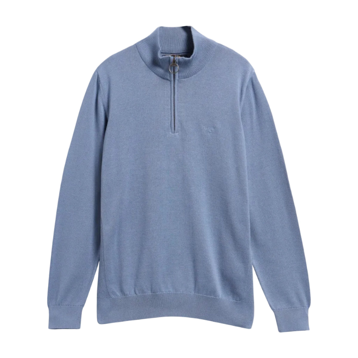 Barbour Mens Half Zip Cotton Knitted Jumper Tarn Blue