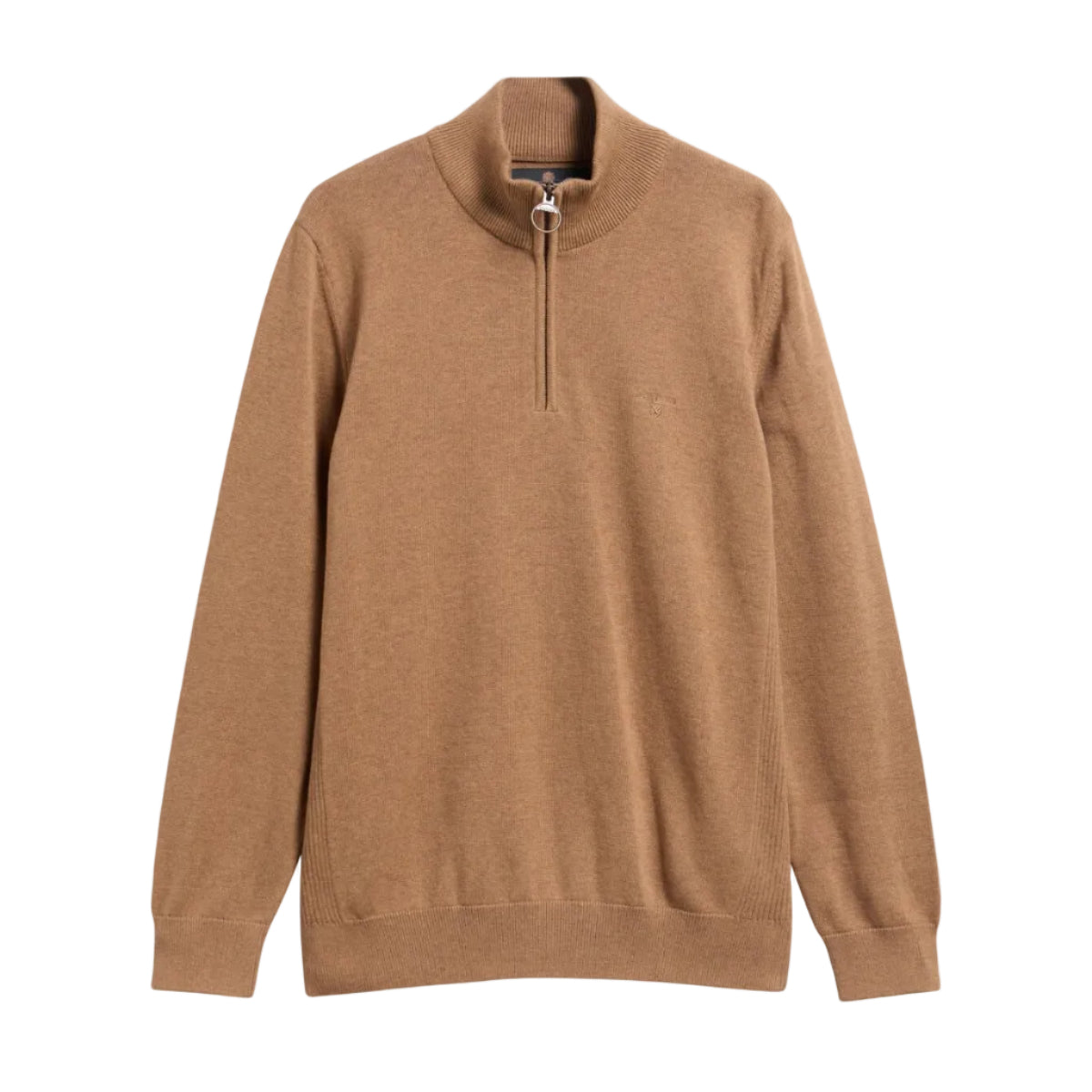 Barbour Mens Half Zip Cotton Knitted Jumper Sandstone