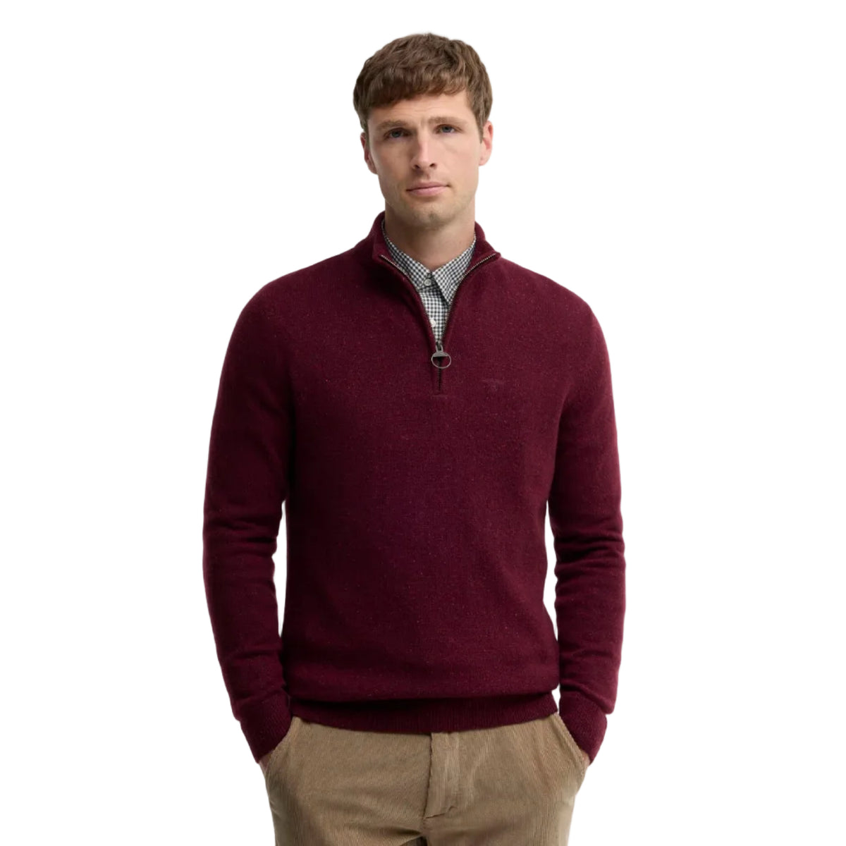 Barbour Tisbury men's half-zip jumper in ruby red