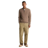Barbour Mens Sweater Herringbone Knitted Half Zip Stone