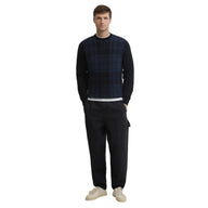 Barbour Mens Sweater Mineral Tartan Crew Navy