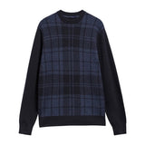 Barbour Mens Sweater Mineral Tartan Crew Navy