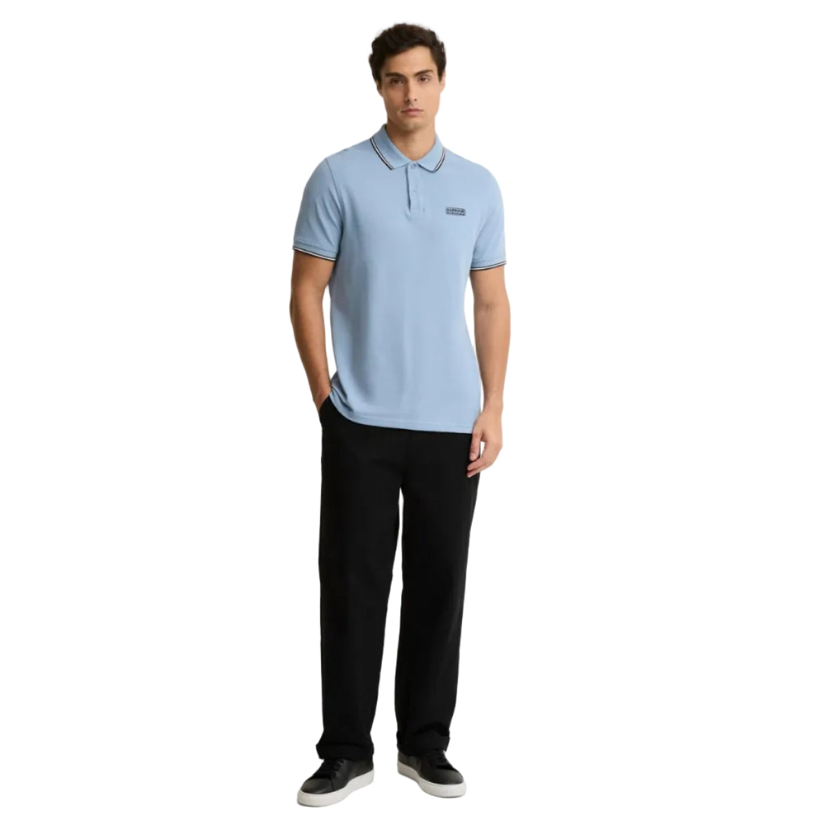 Barbour International Mens Polo Evan Tipped Powder Blue