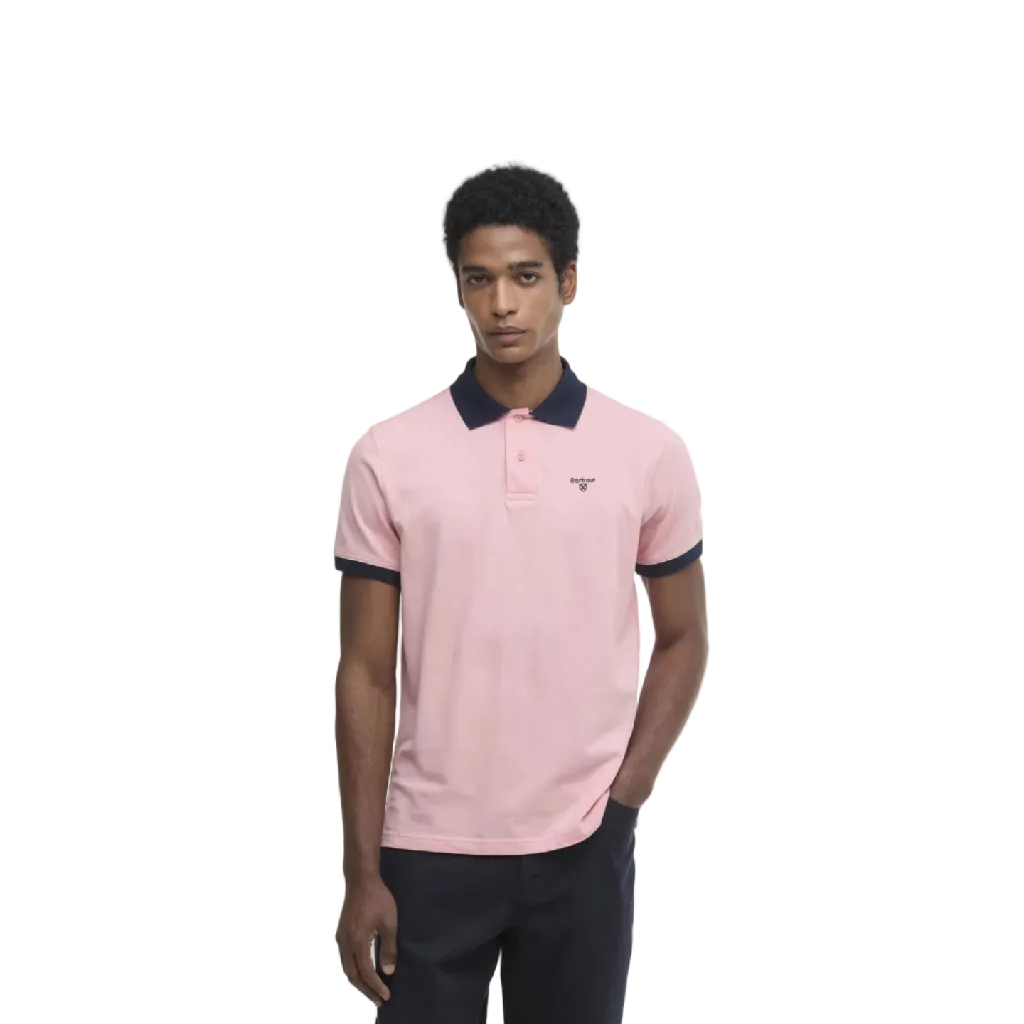 Barbour Mens Lynmouth Tipped Polo Shirt Mineral Pink