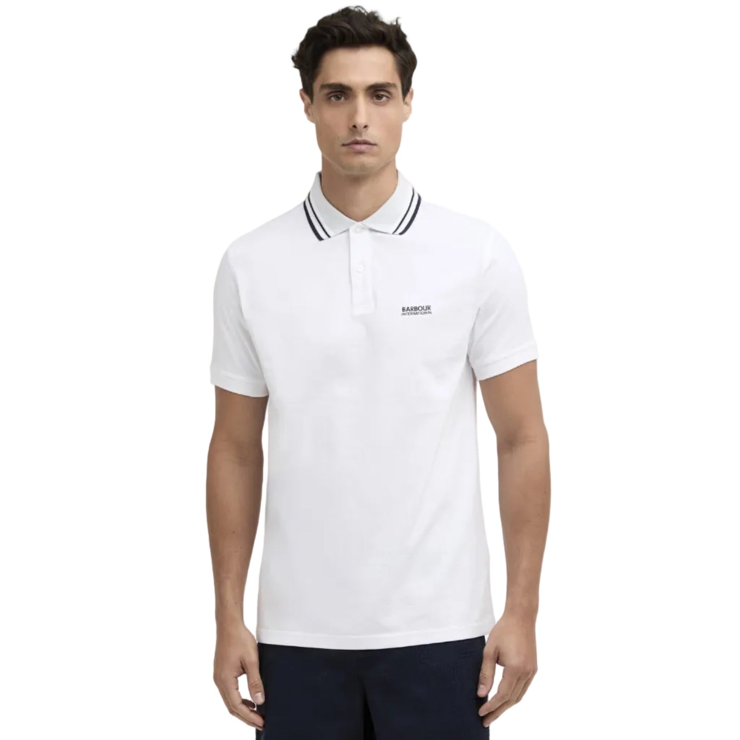 Barbour International Mens Burnwood Tipped Polo Shirt White