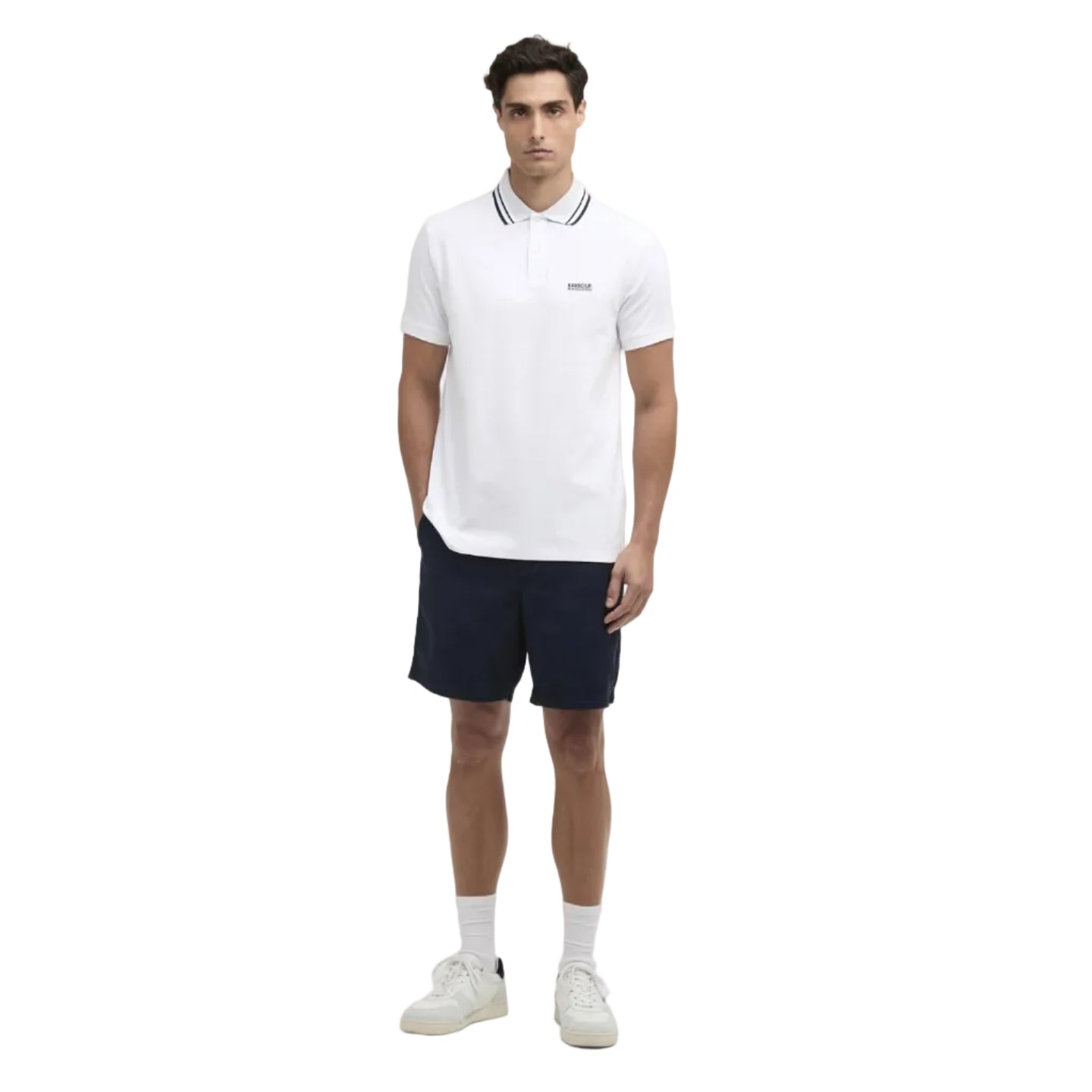 Barbour International Mens Burnwood Tipped Polo Shirt White