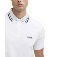 Barbour International Mens Burnwood Tipped Polo Shirt White