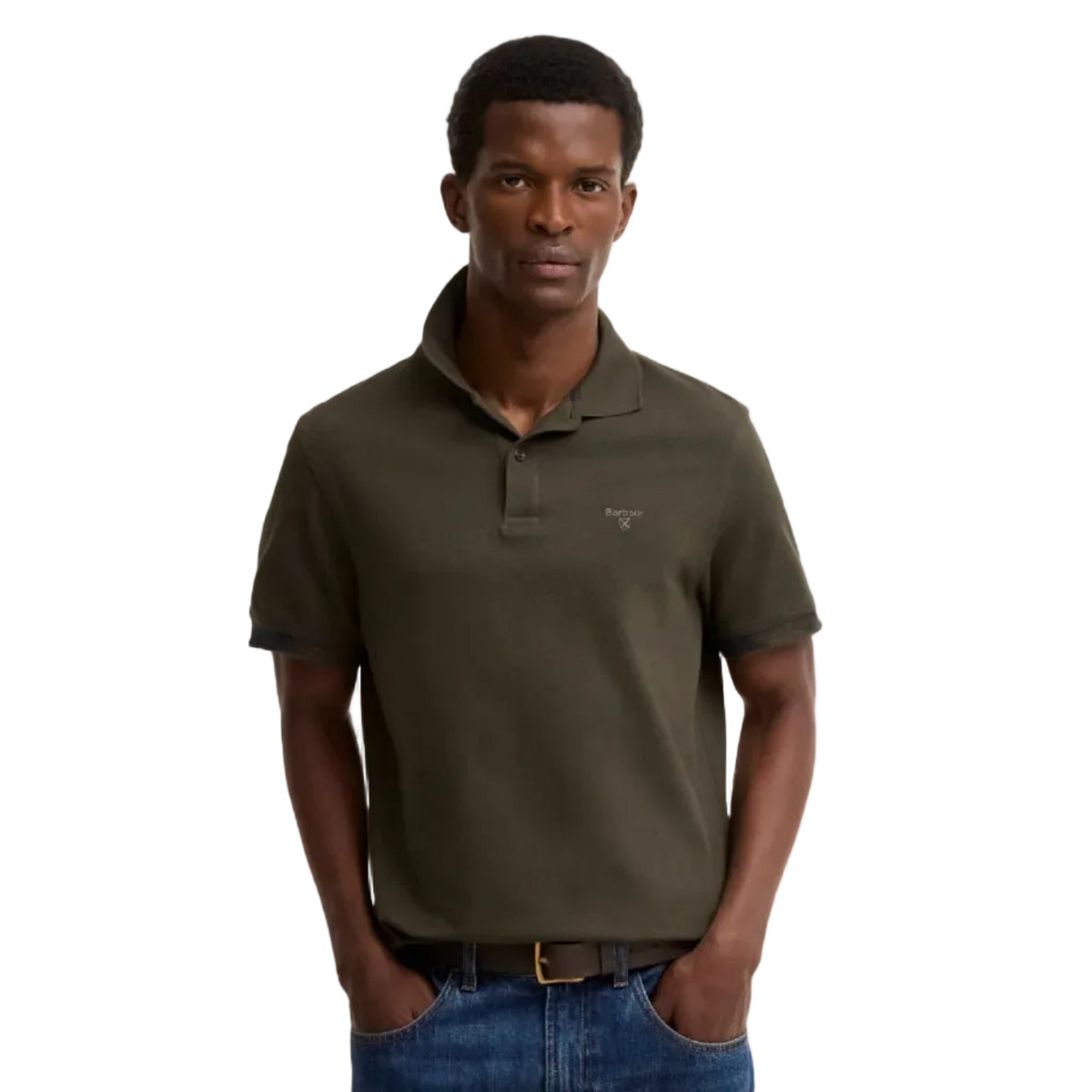 Barbour Stanford men's tailored polo shirt in sage green