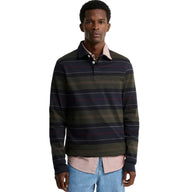 Barbour Mens Tartan Striped Rugby Shirt Frith Navy