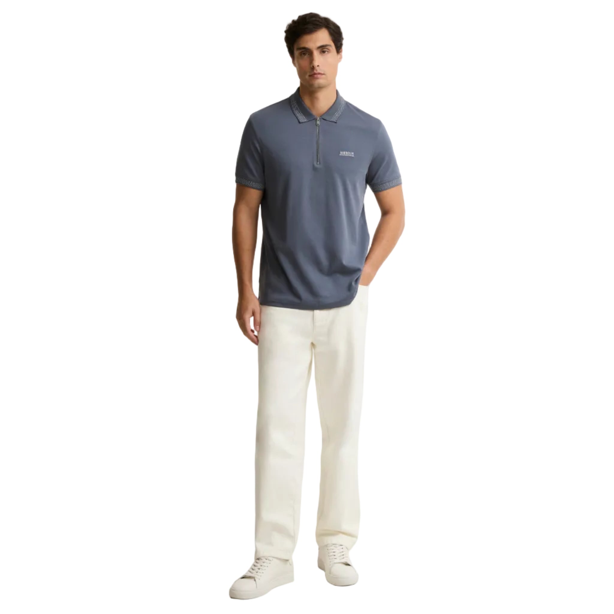 Barbour International Mens Polo Owts Washed Charcoal
