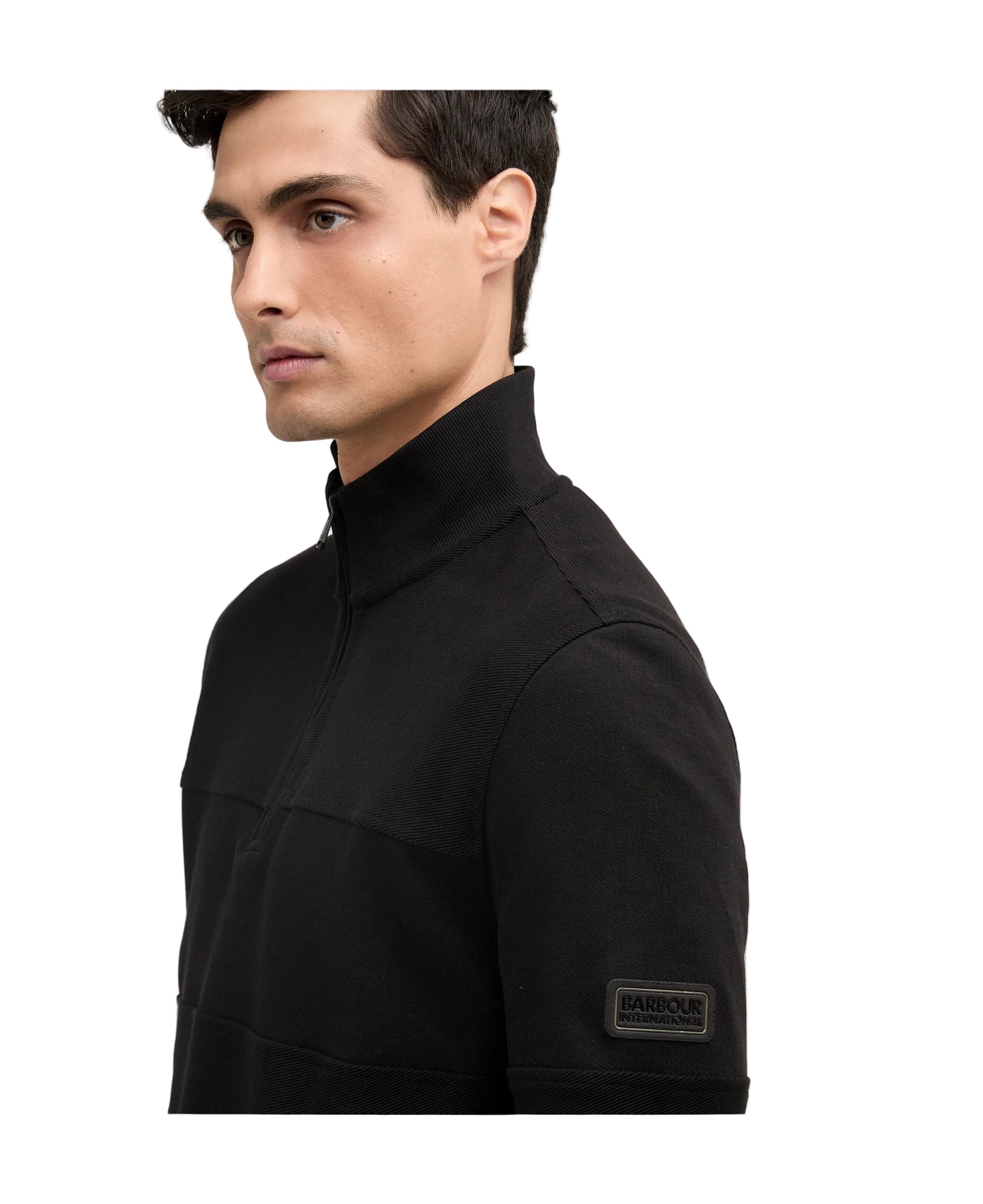 Barbour International Mens Sweatshirt Kaspian Half Zip Black