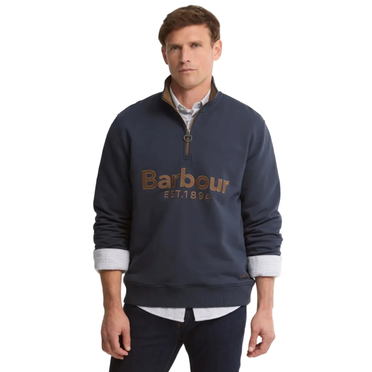 Barbour Mens Half Zip Fosse Sweatshirt Navy