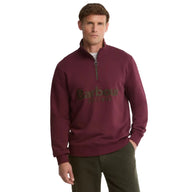 Barbour Mens Half Zip Fosse Sweatshirt Dark Bordeaux