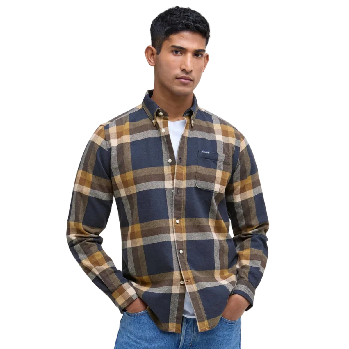 Barbour Folley men's navy tailored check shirt