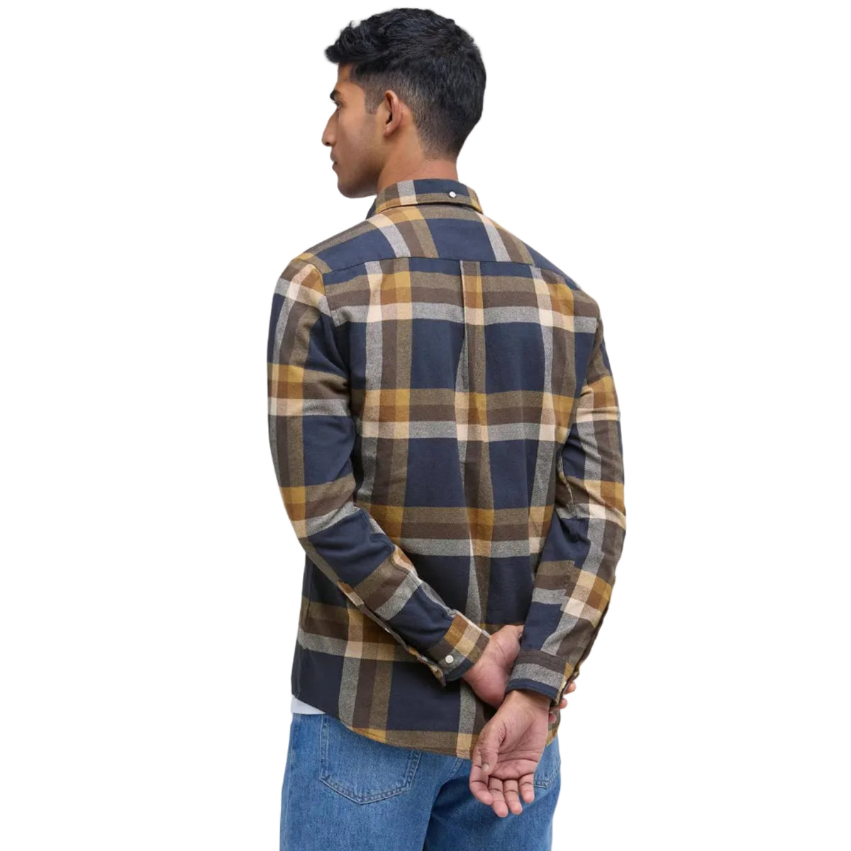 Barbour Mens Folley Tailored Checked Shirt Navy