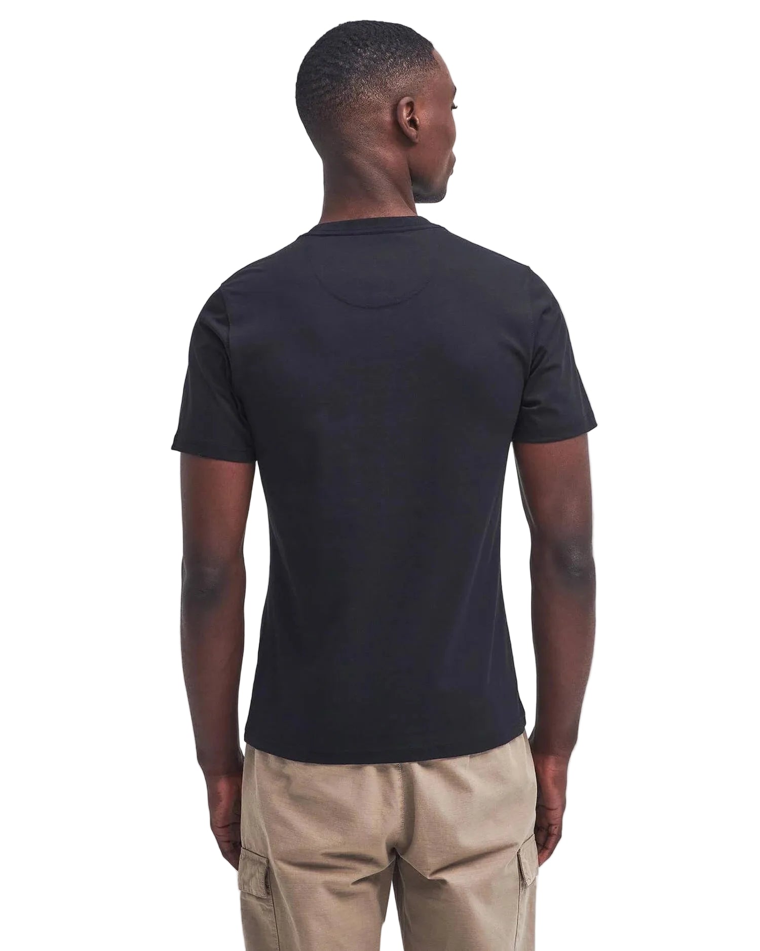 Barbour International Mens T-Shirt Small Logo Black/Pewter