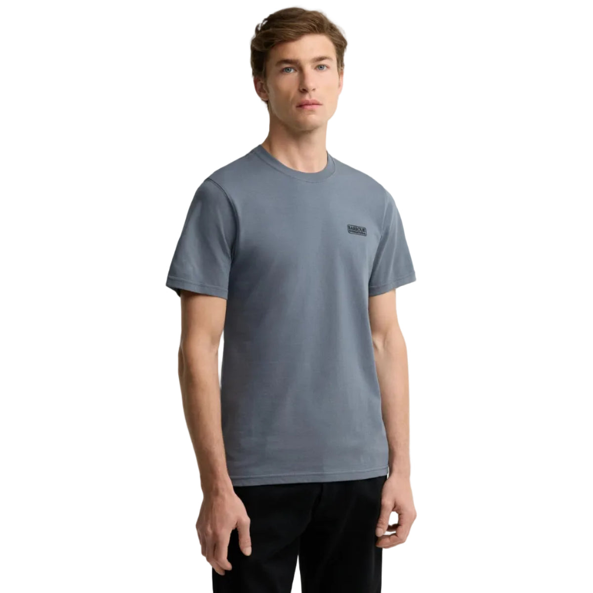 Barbour International Mens T-Shirt Small Logo Washed Charcoal