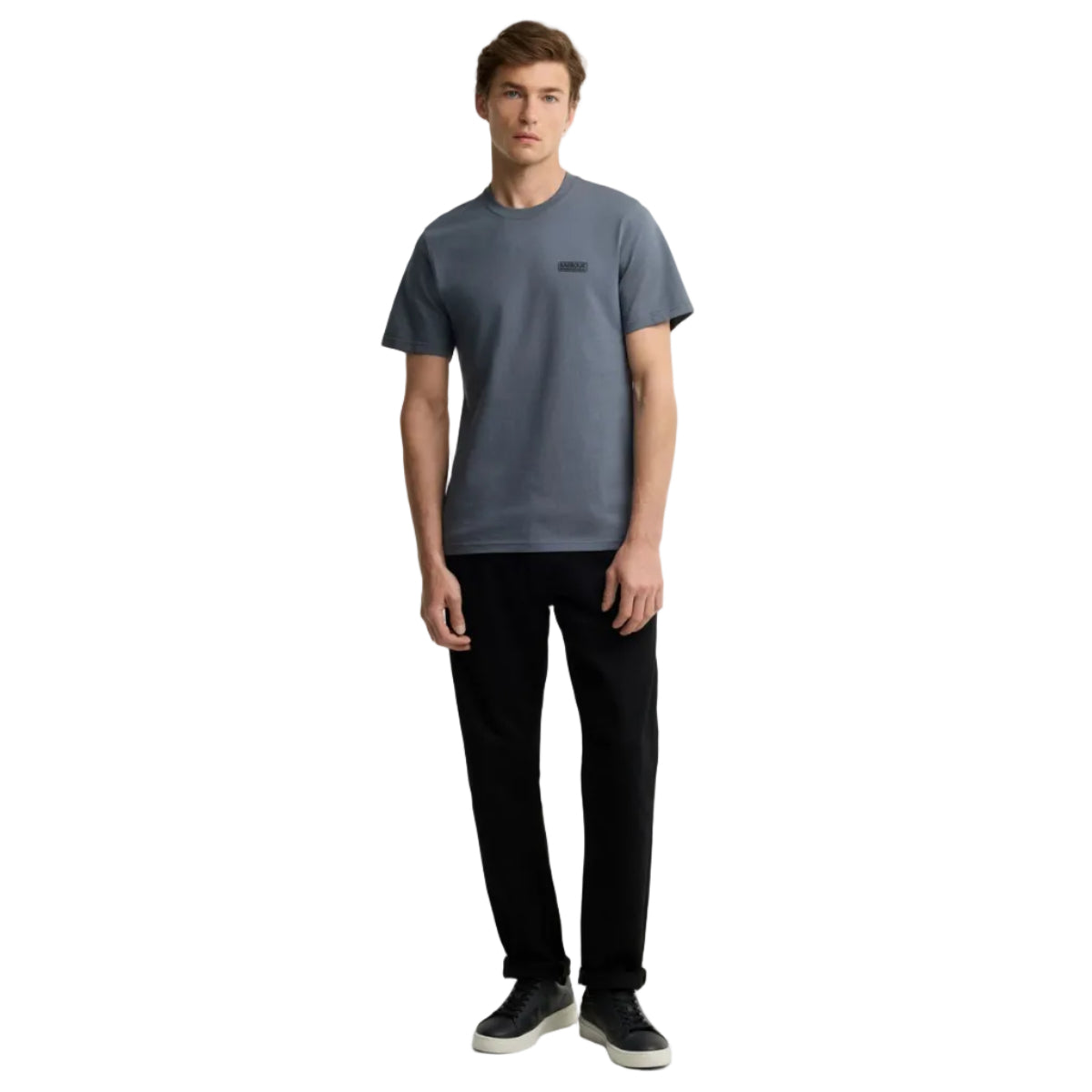 Barbour International Mens T-Shirt Small Logo Washed Charcoal