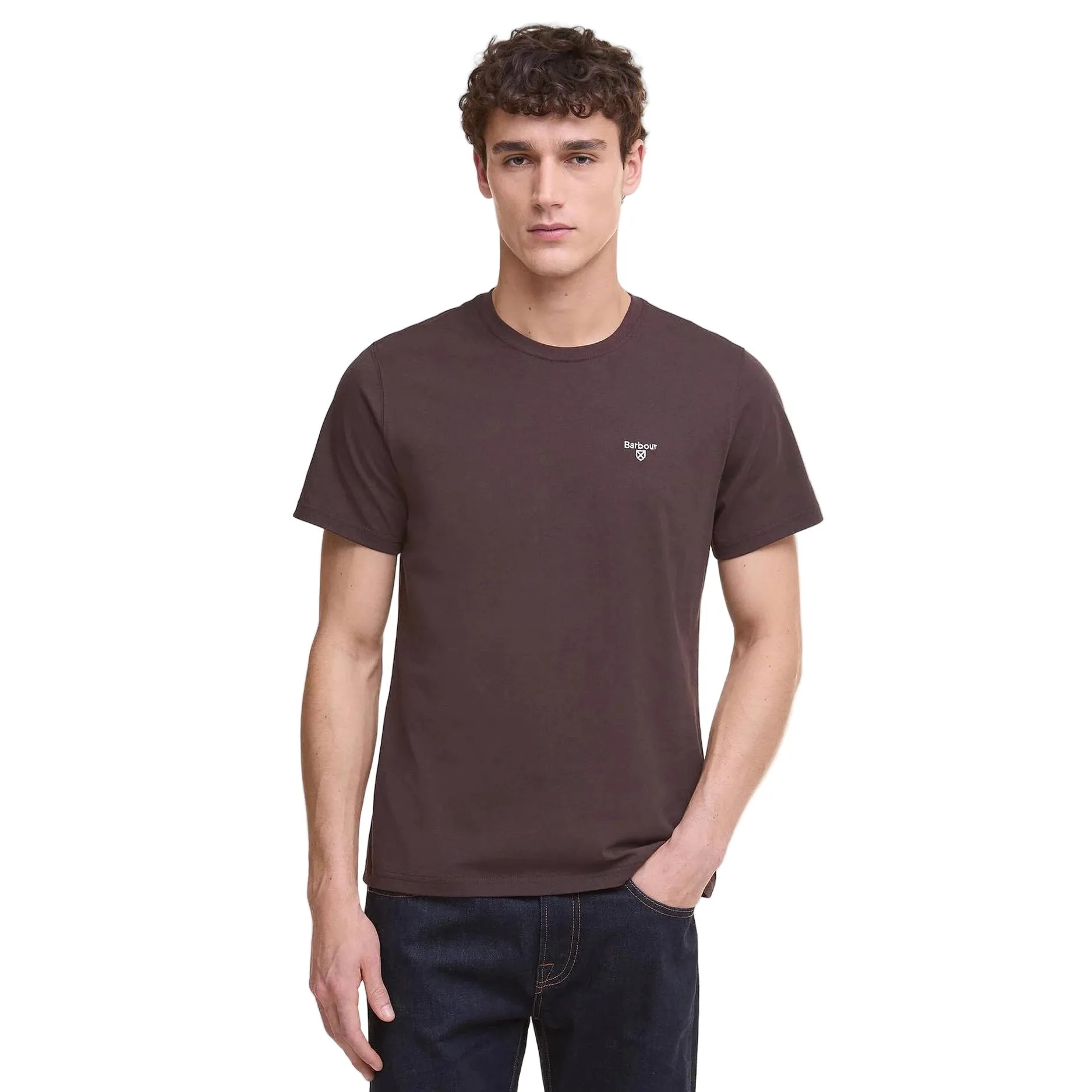Barbour Mens T-Shirt Essential Sports Dark Oak