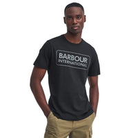 Barbour International Mens T-Shirt Essential Large Logo Black/Pewter
