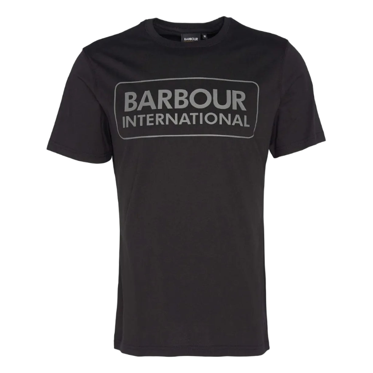 Barbour International Mens T-Shirt Essential Large Logo Black/Pewter