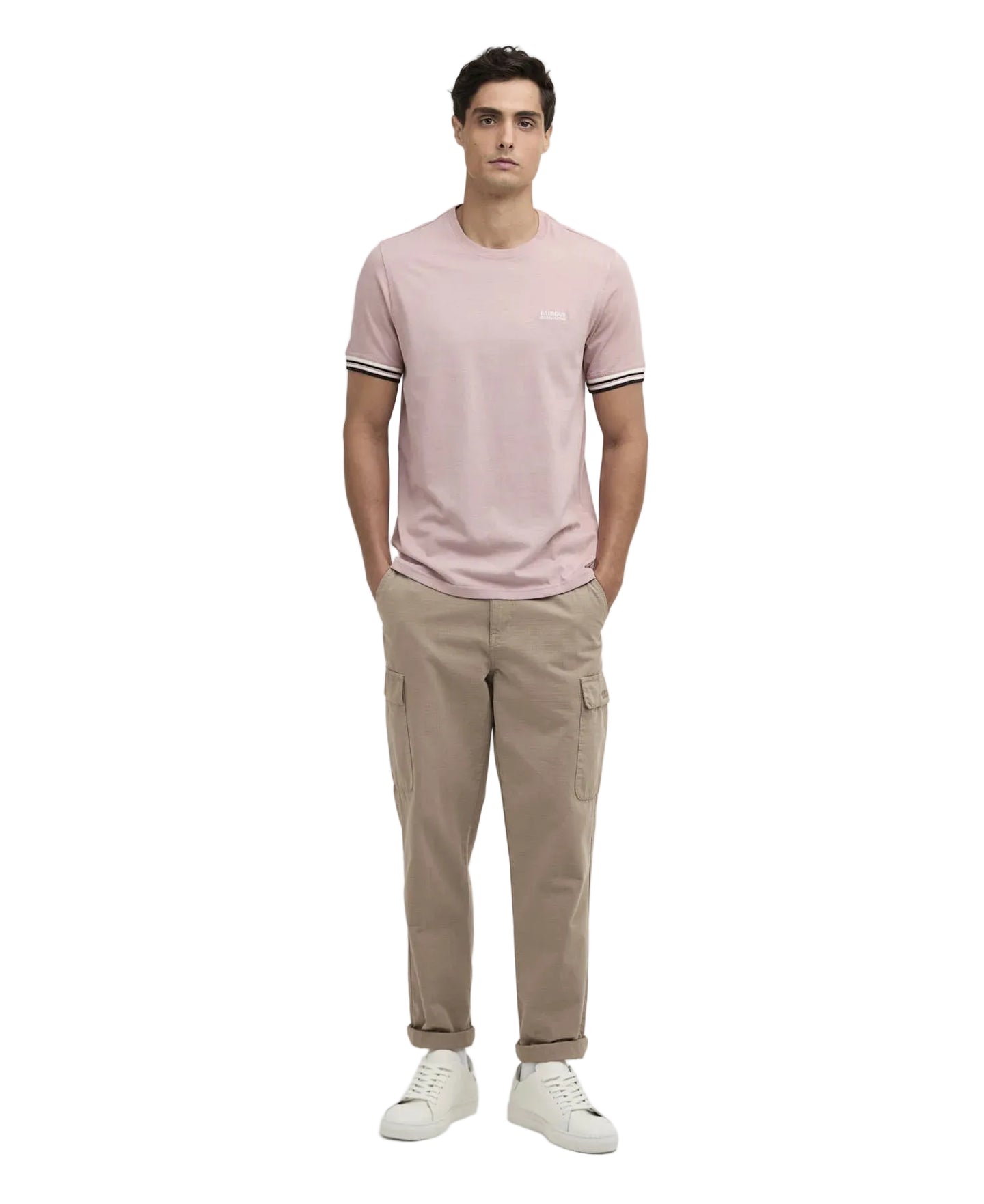 Barbour International Burnwood Tipped Cuff T-Shirt Woodrose