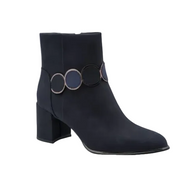Marco Tozzi women's navy ankle boots with block heel and circular ankle detail