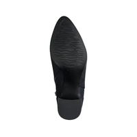 Marco Tozzi women's navy ankle boots with block heel and circular ankle detail