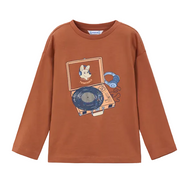 Mayoral boys' rust long sleeve interactive print T-shirt