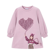 Mayoral girls' mauve pink screen-printed sweatshirt dress