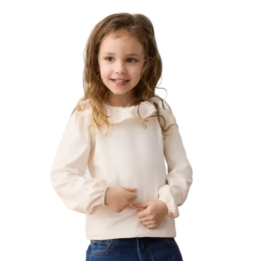 Mayoral Girls Blouse Ruffled Neck Soy