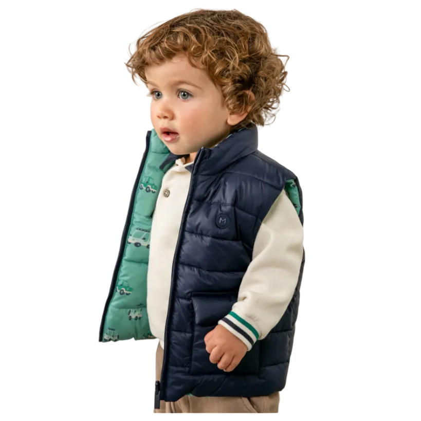 Mayoral boys' aquarium blue reversible gilet