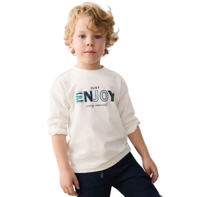 Mayoral boys' cream long sleeve top